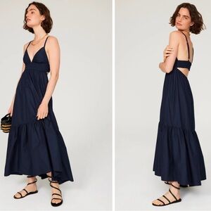 A.L.C Rhodes Vneck Tiered maxi dress navy blue size 6